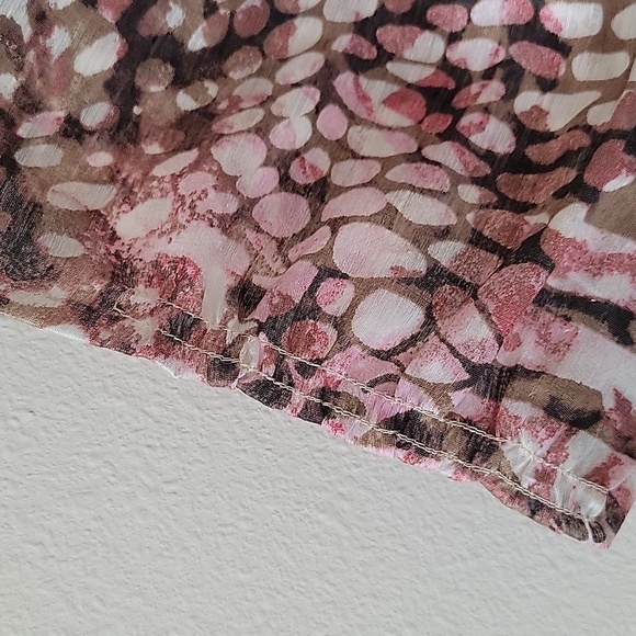 Chico's Pink Brown Sequin Beaded Trim Linen Blend Open Front Jacket Size Small S - Picture 6 of 7